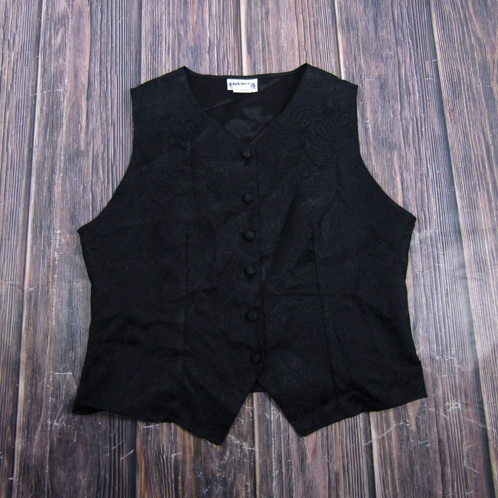 Envious Vest Men Large Black Paisley Formal Waistcoat Made in USA 838/999